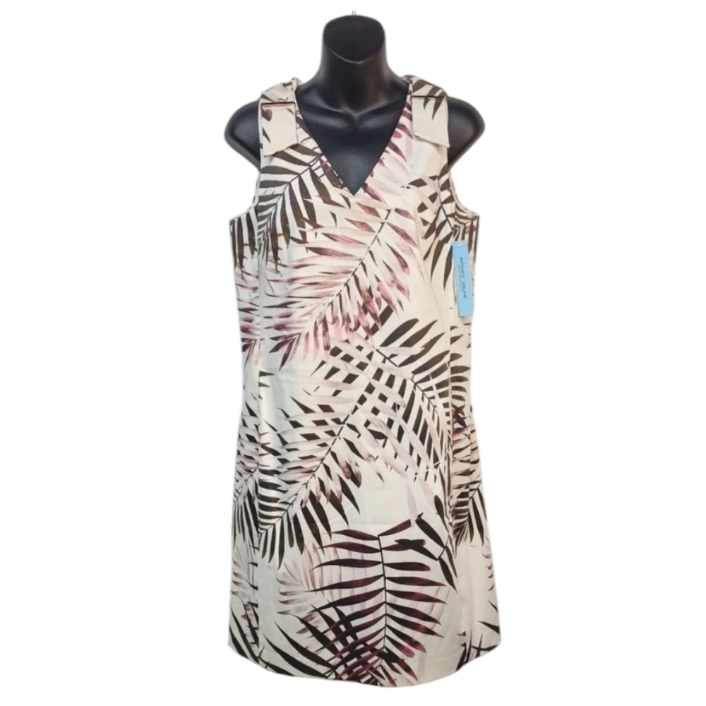 Antonio Melani Dress Women's V-Neck Palm Frond Print Sleeveless Multicolor 8 NWT